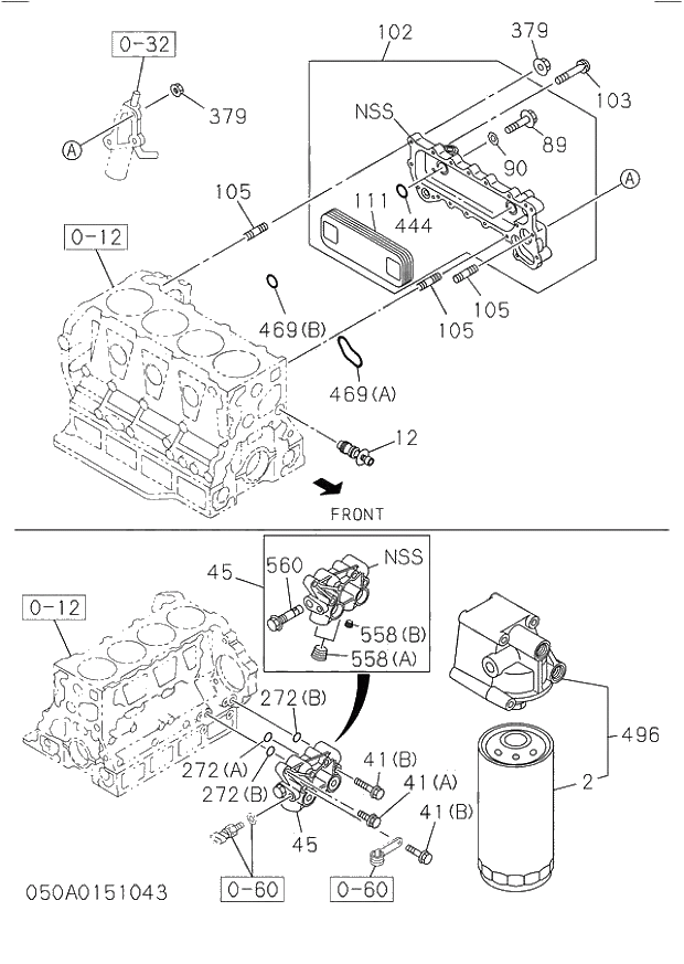 GASKET; ELEMENT TO BODY 050 OIL COOLER AND OIL FILTER. | ref:8973841300