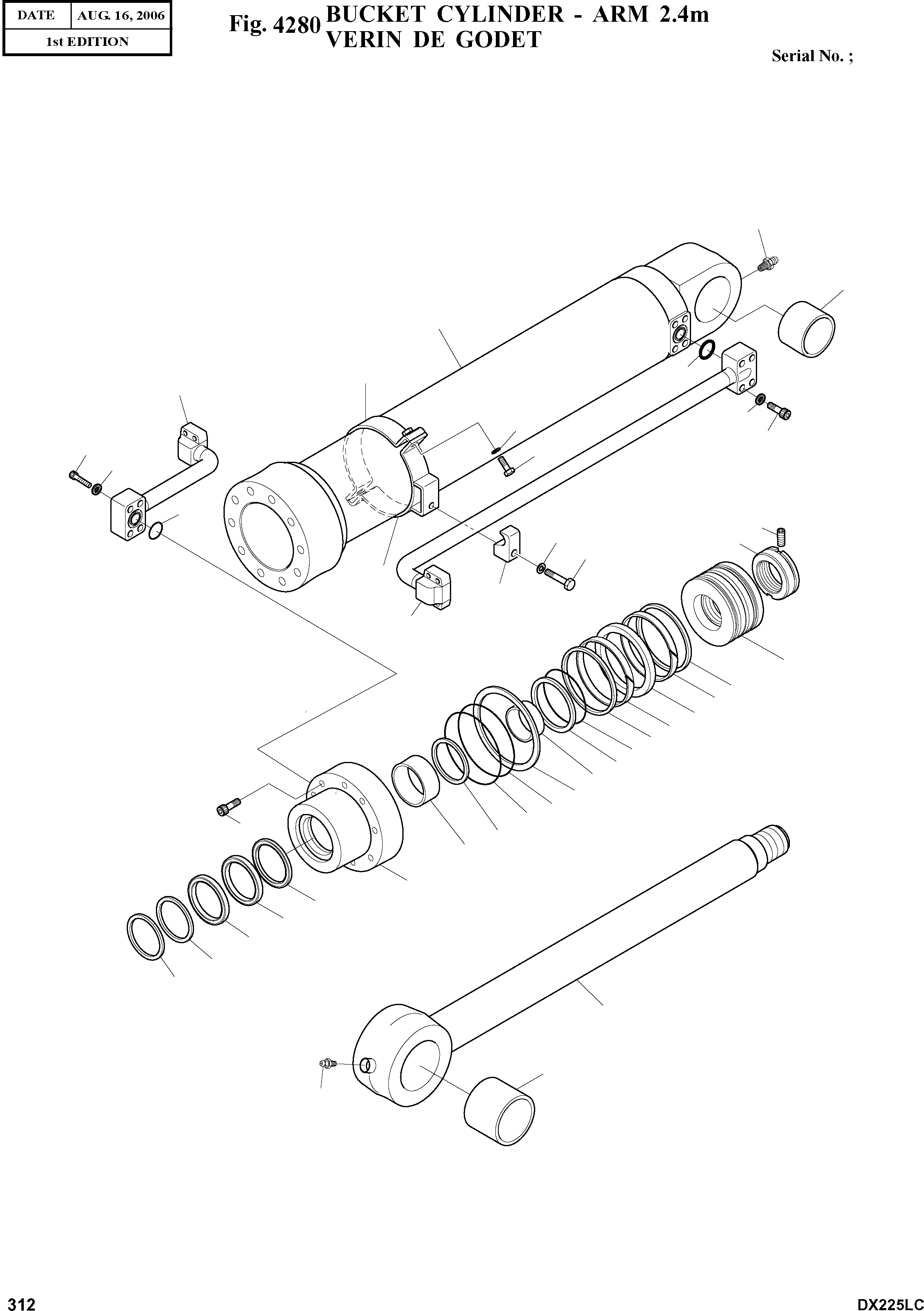 TUBE ASS'Y BUCKET CYLINDER - ARM 2.4M | ref:K9003466