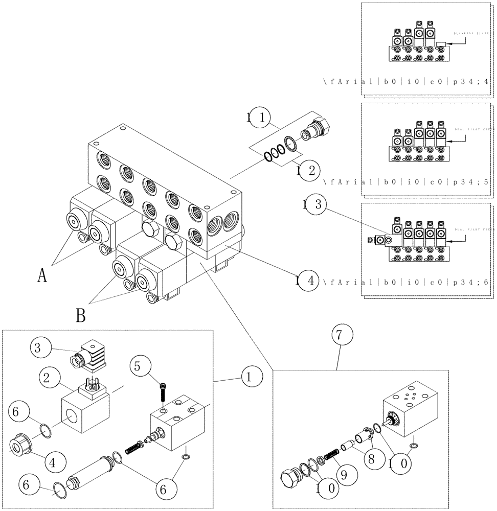  (B05.04[01]) - Hydraulic Valve {4 Section} | ref:409929